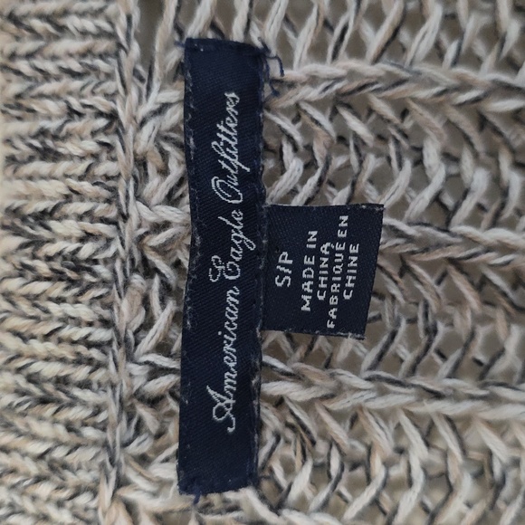 American Eagle Outfitters Cream Black Knit Grandpa Eclectic 00s Sweater Womens S - Picture 5 of 9